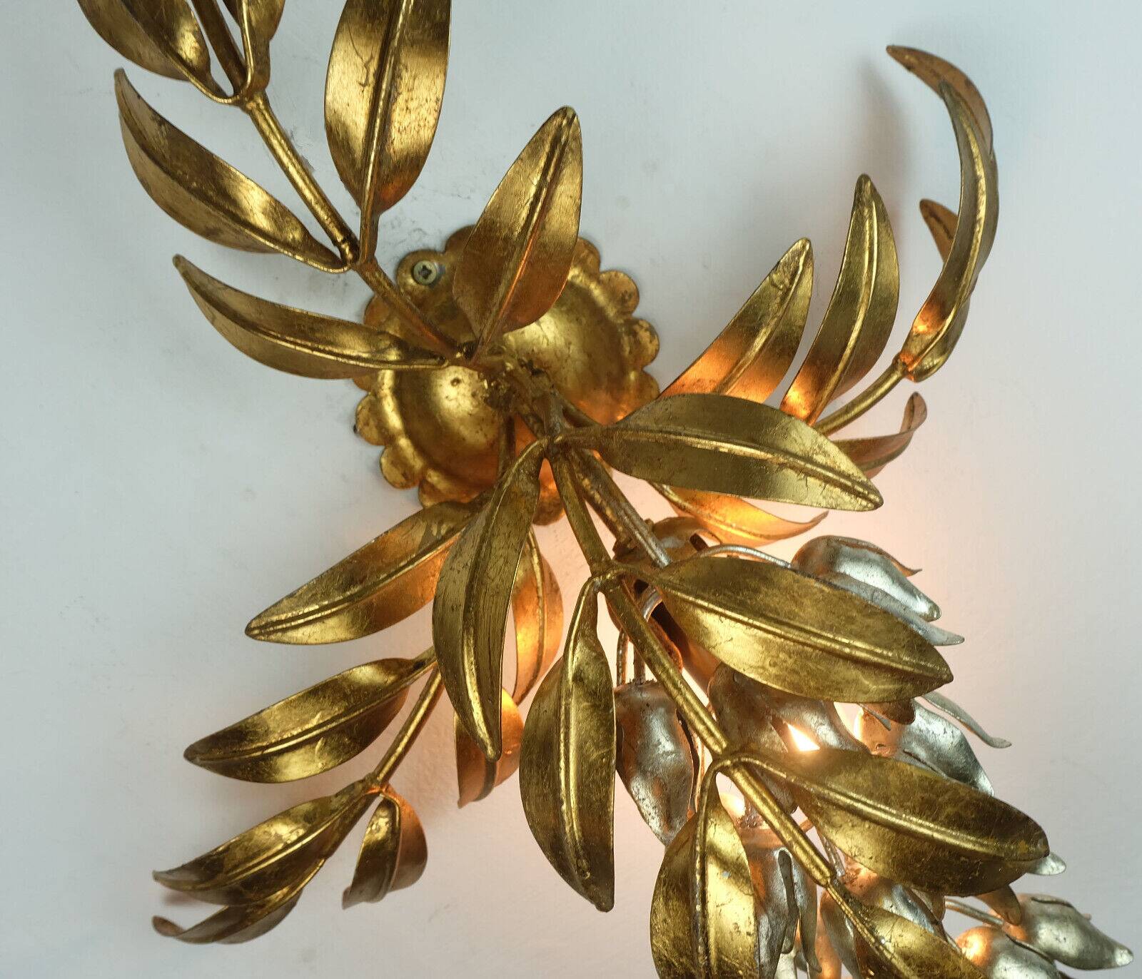 Hans koegl vintage florentine wall lamp sconce metal pioggia d'oro hollywood regency style