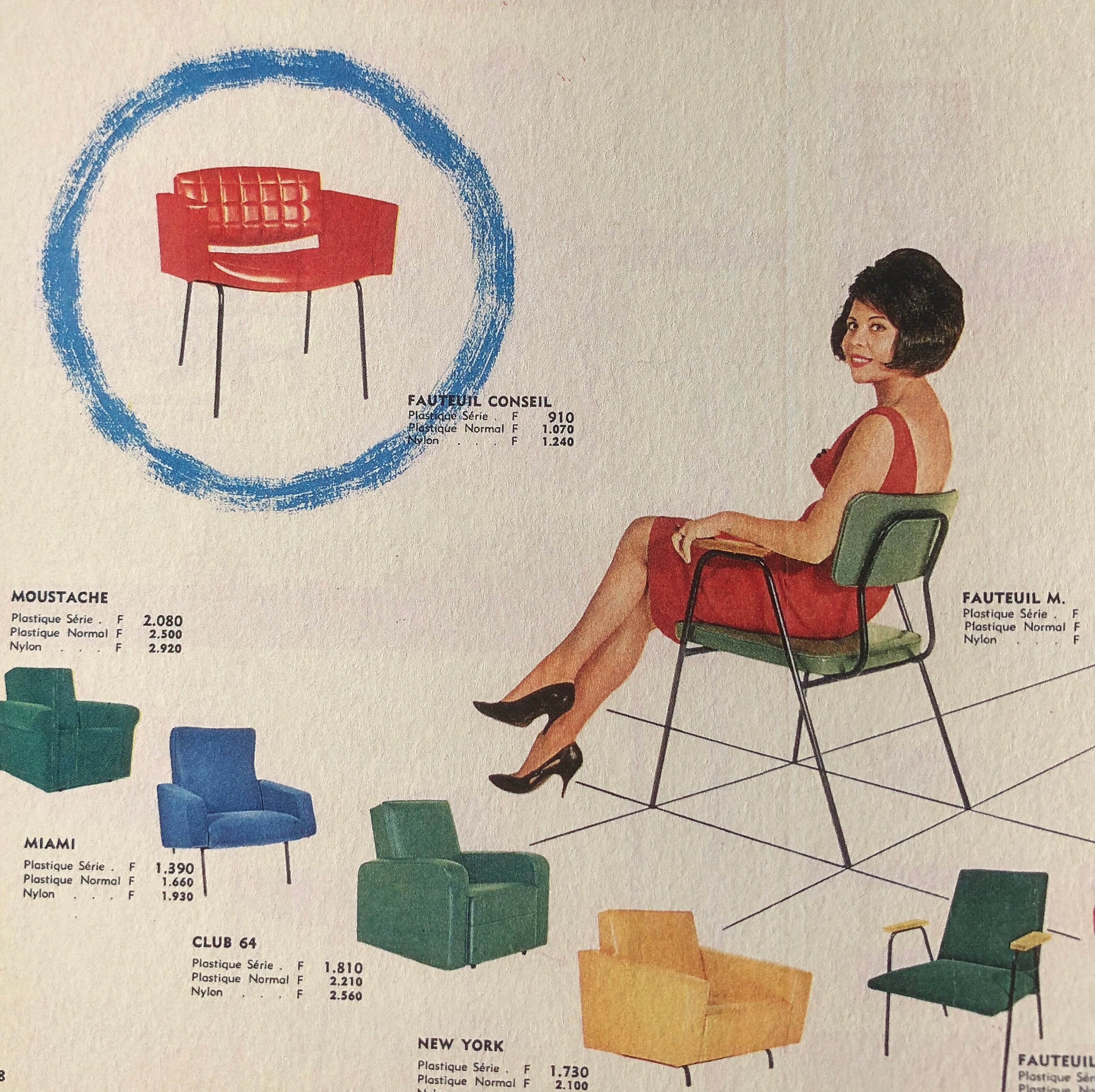 Armchair Council of Pierre Guariche for Meurop with fabric loop Lelièvre