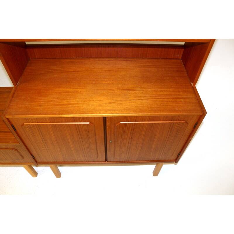 Scandinavian vintage bookcase in teak and beech from Brantorps 1960s Sweden