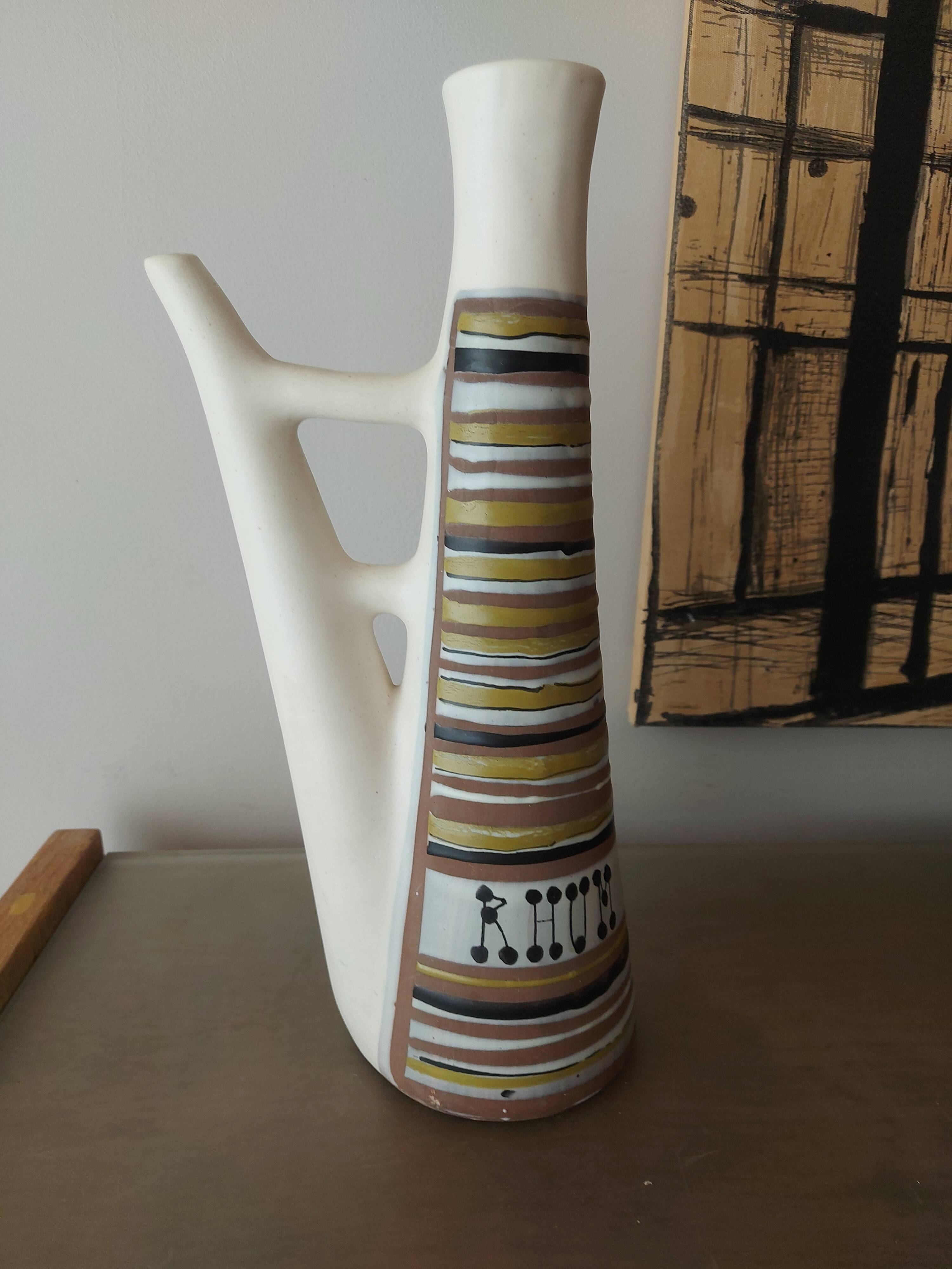 Ceramic pitcher " rum " roger capron , vallauris