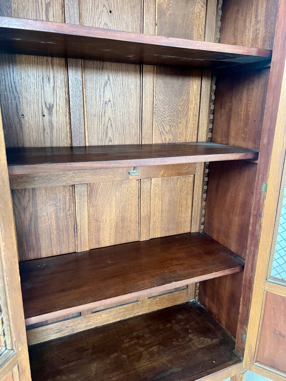 Old display case library with wire mesh from the Napoleon III period, late 19th century