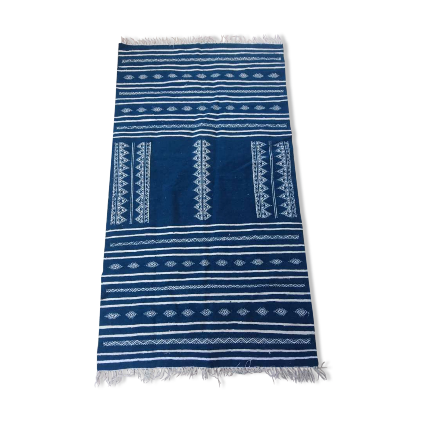 Kilim blue and white carpet 110x200cm