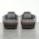 Ensemble de 2 fauteuils aviateur en cuir de vache noir robuste avec aluminium et rivets.