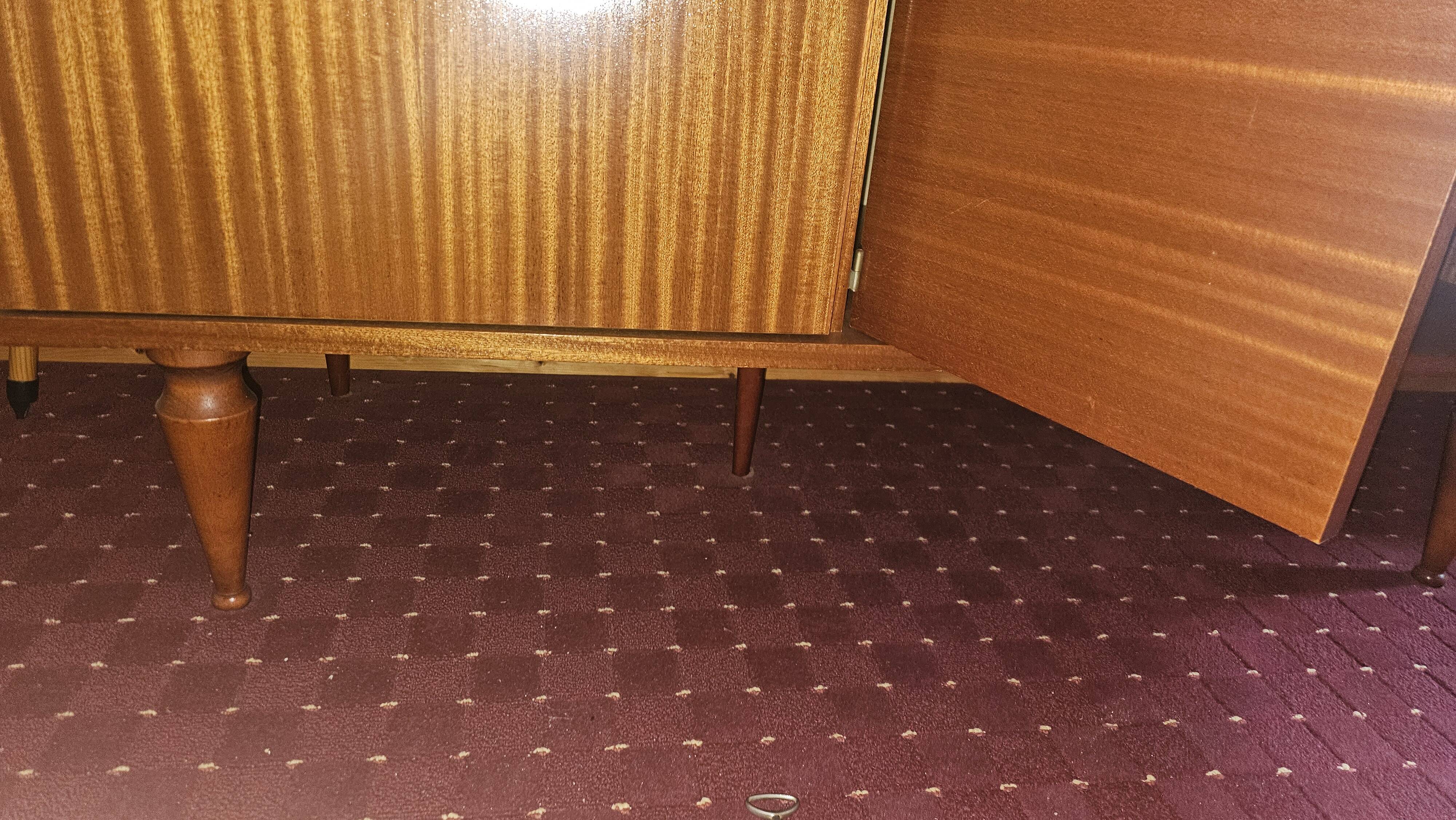 1960s teak veneer secretary with sliding display cabinet.