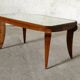 Table basse Art Déco en noyer et miroir, 1940