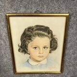AG Stanek: Art Deco watercolor circa 1930, the little girl with blue eyes