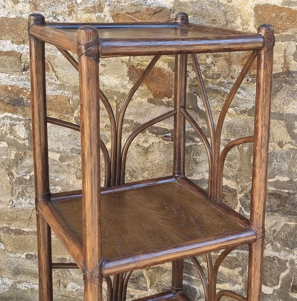 High shelf in vintage bamboo and rattan, 60s