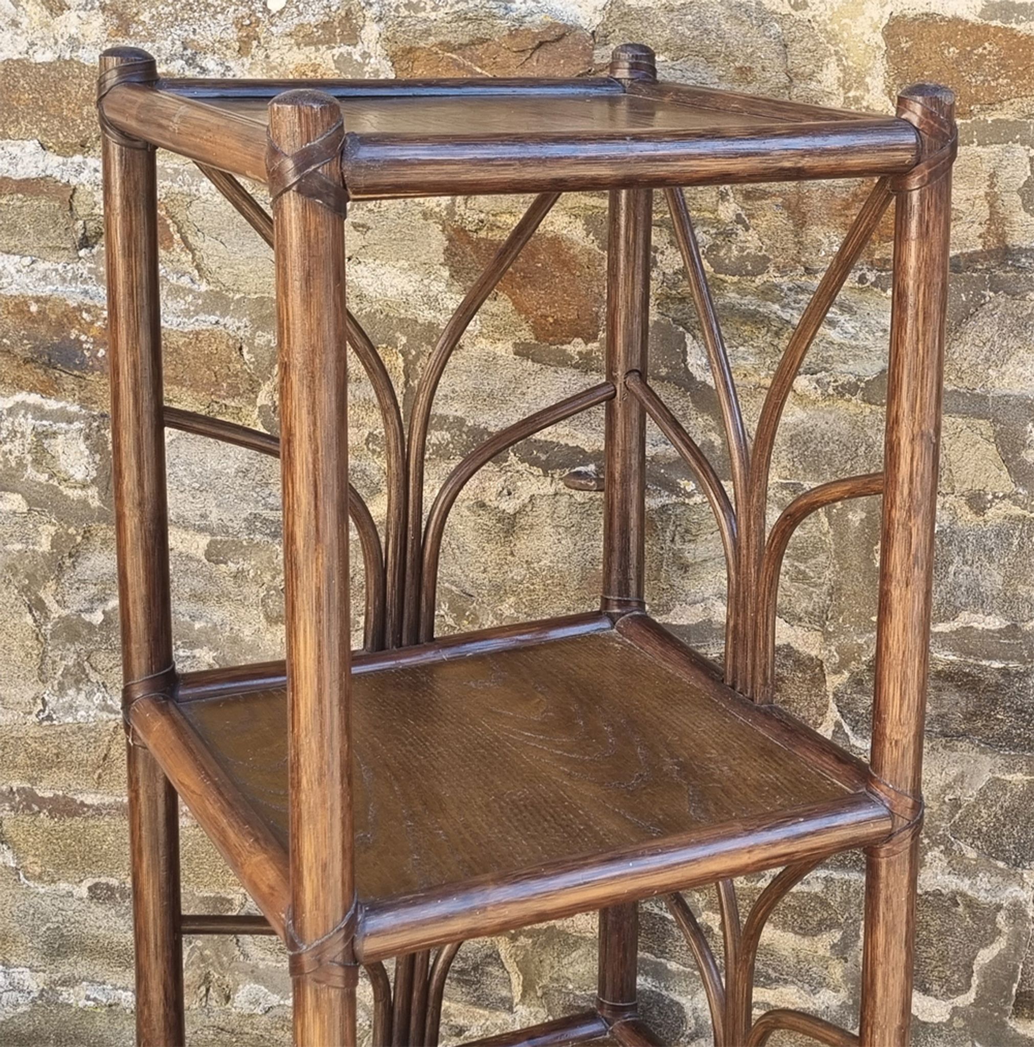 High shelf in vintage bamboo and rattan, 60s