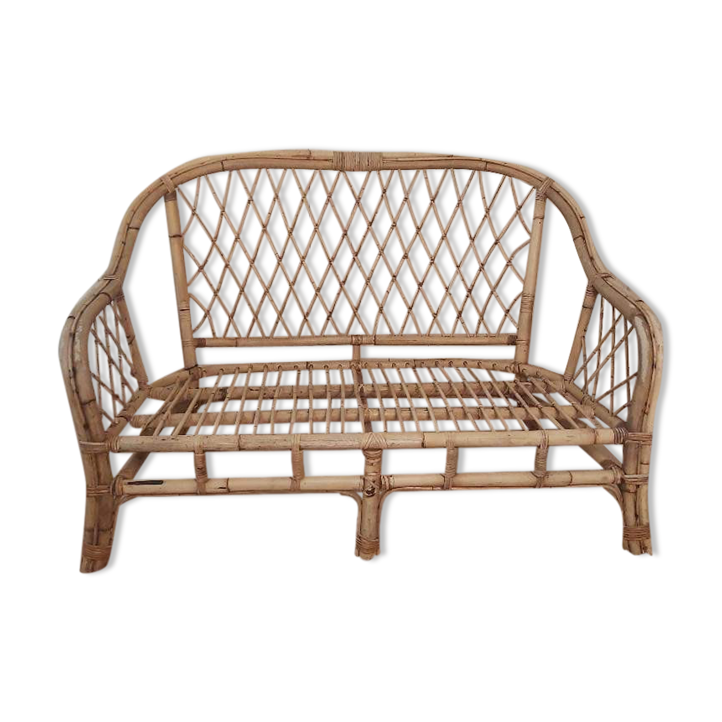 Vintage rattan bench
