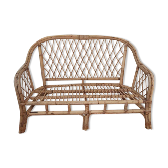 Vintage rattan bench