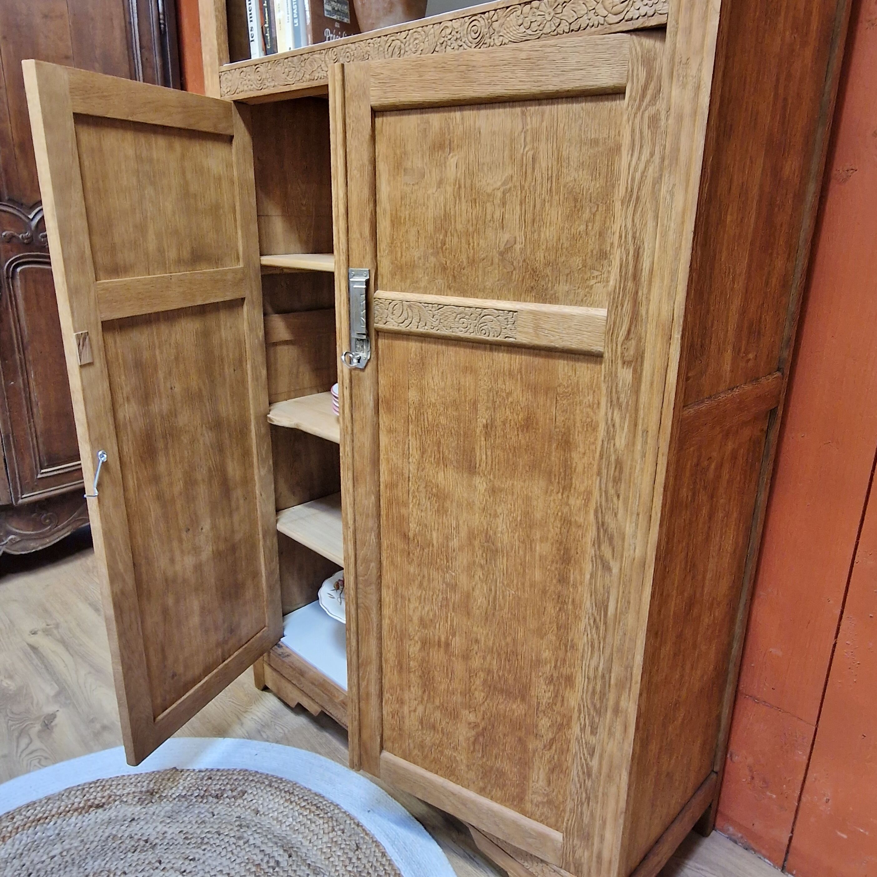Oak wardrobe 2 doors Art Deco style renovated