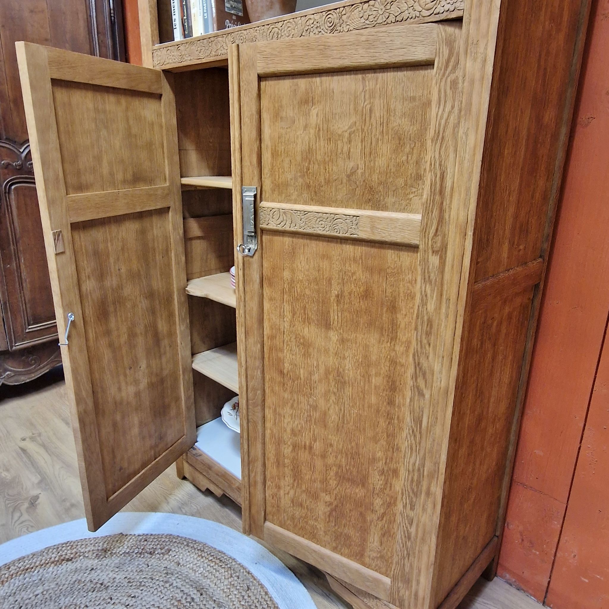 Oak wardrobe 2 doors Art Deco style renovated