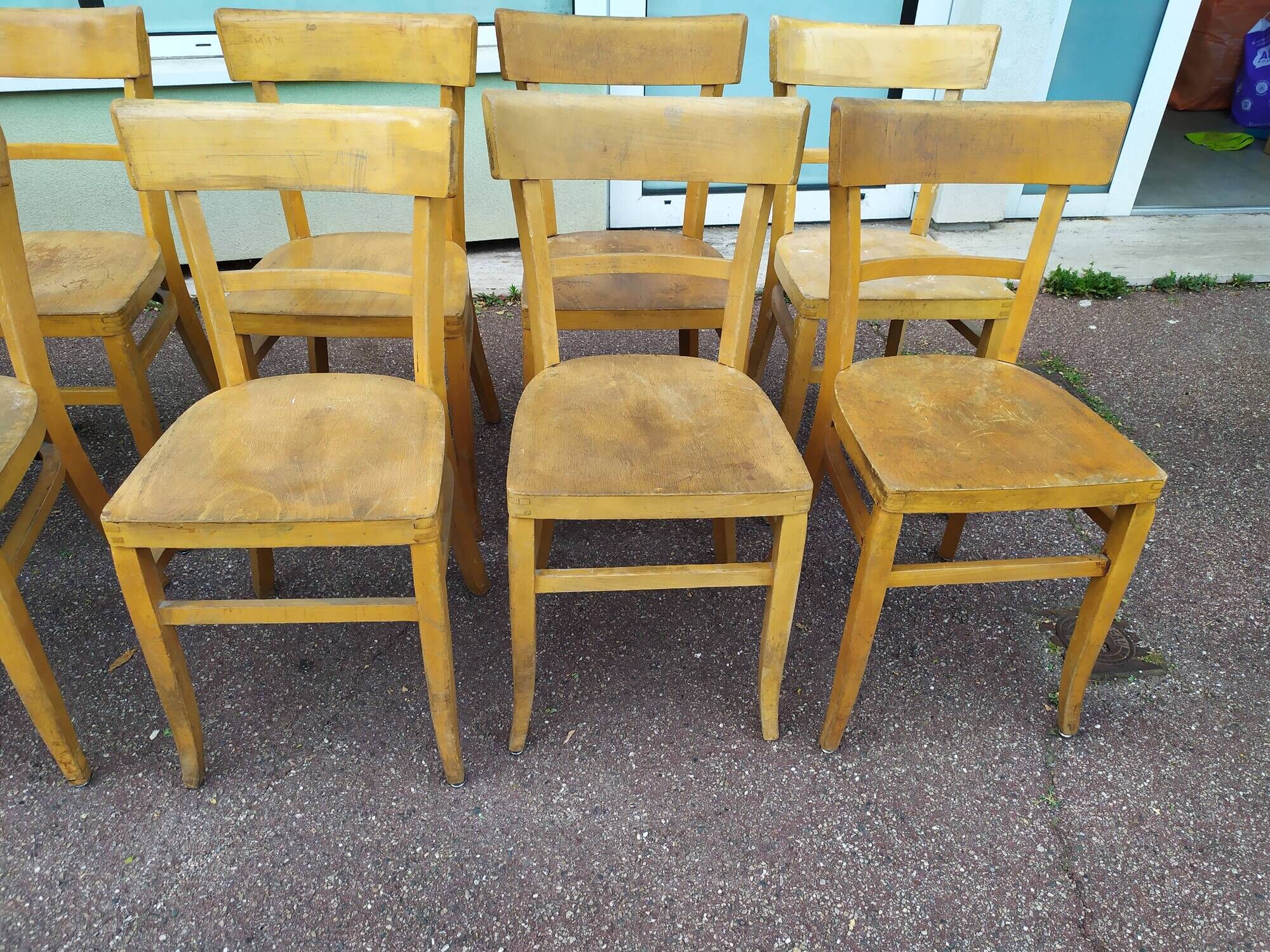 Lot de 12 chaises de bistrot bar bois vintage luterma