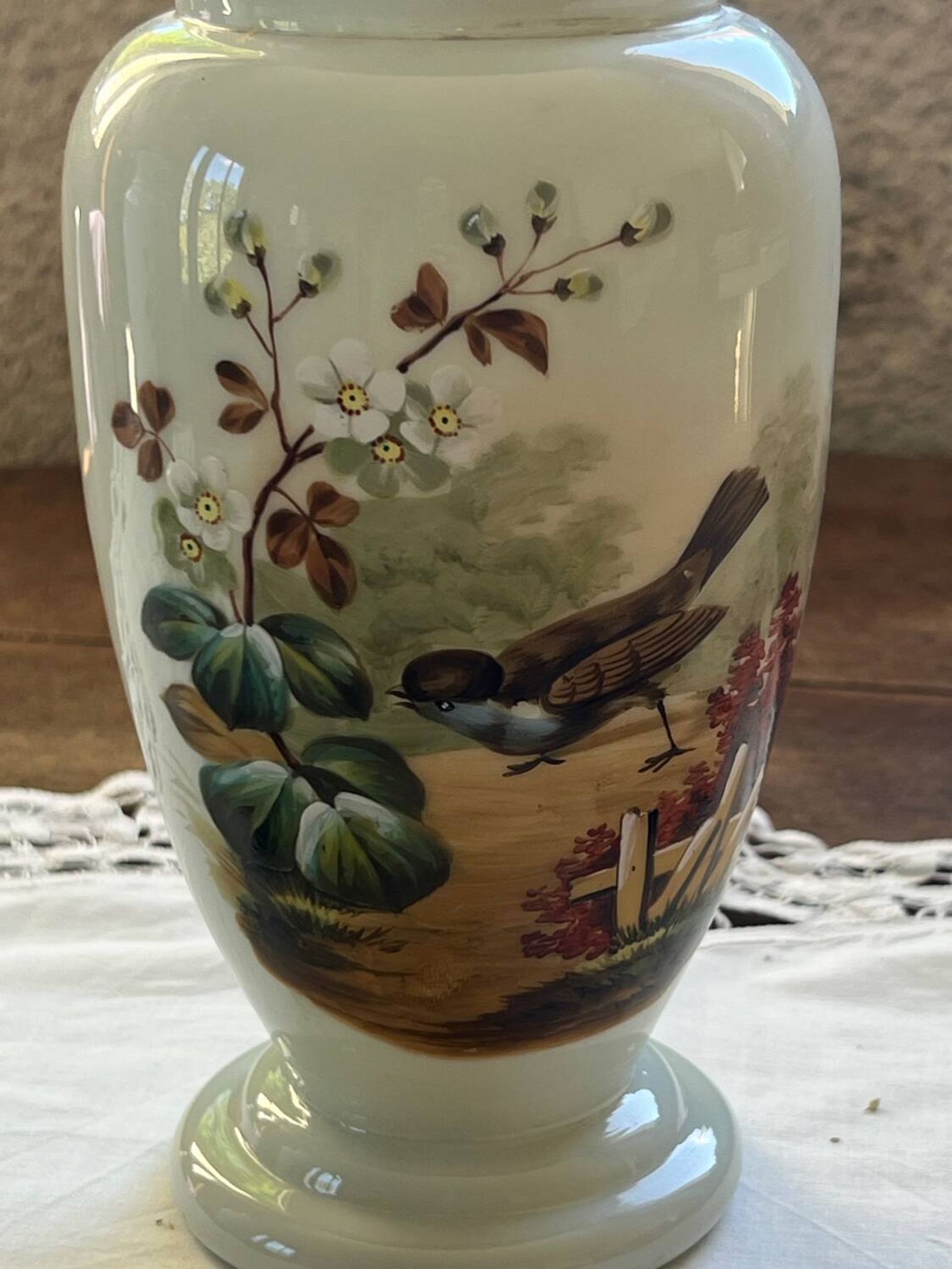 Pair of 19th century opaline glass vases signed