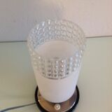 Tube bedside lamp with bi-material/vintage glass lampshade, 60/70s