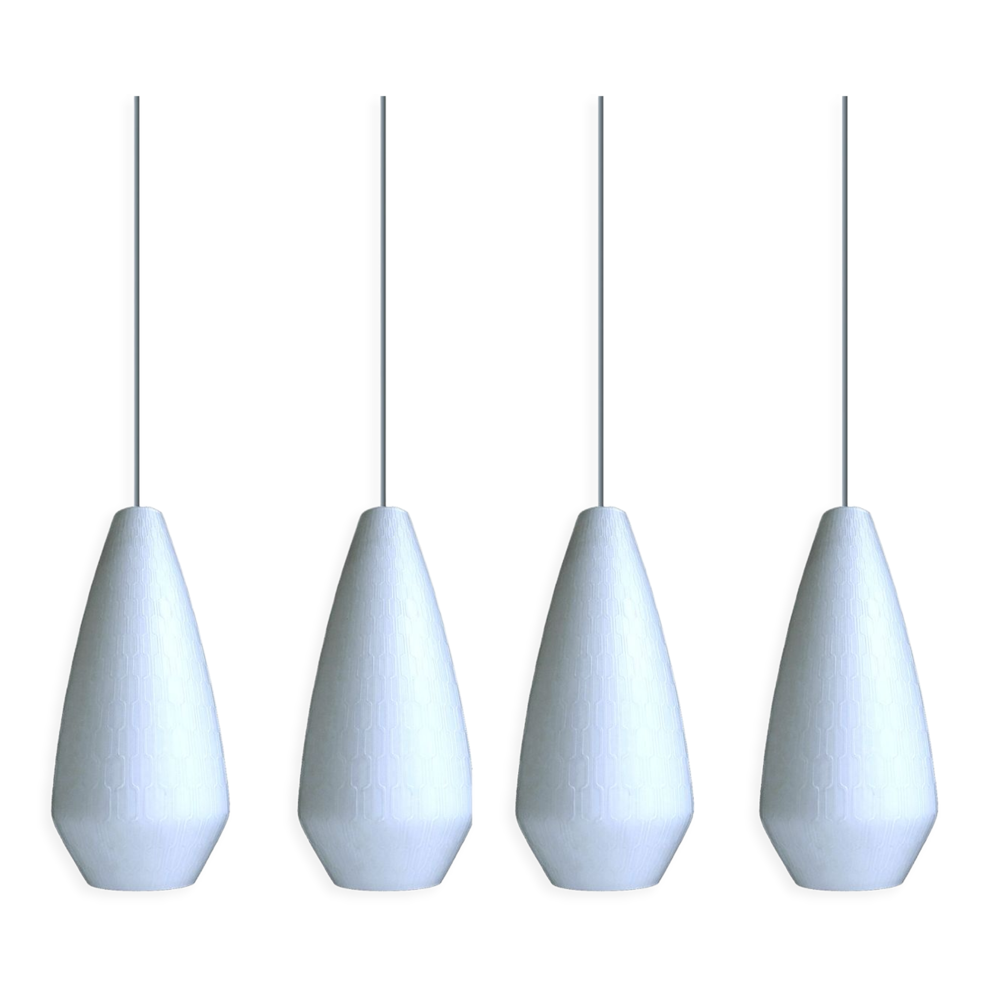 4 XXL vintage pendant lamps, Murano glass, 60s