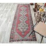 Vintage Turkish Hand-Knotted Oriental Runner 92x289