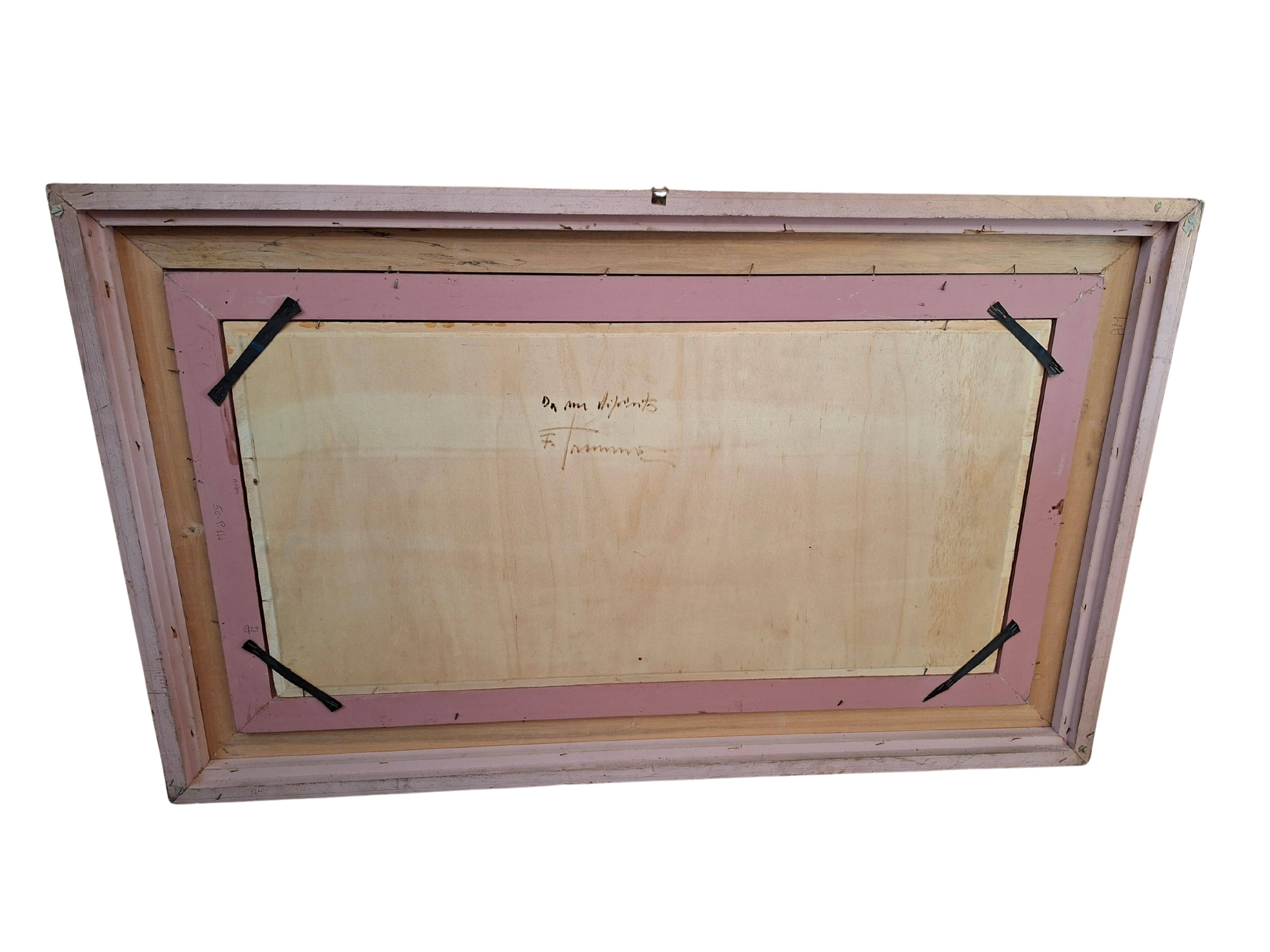 Dipinto a Olio di Francesco Tammaro Scena di Mercato Napoletana 80x130 cm