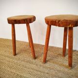 Paire de tabourets brutalistes