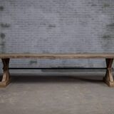 Old solid oak farmhouse table with star legs - length