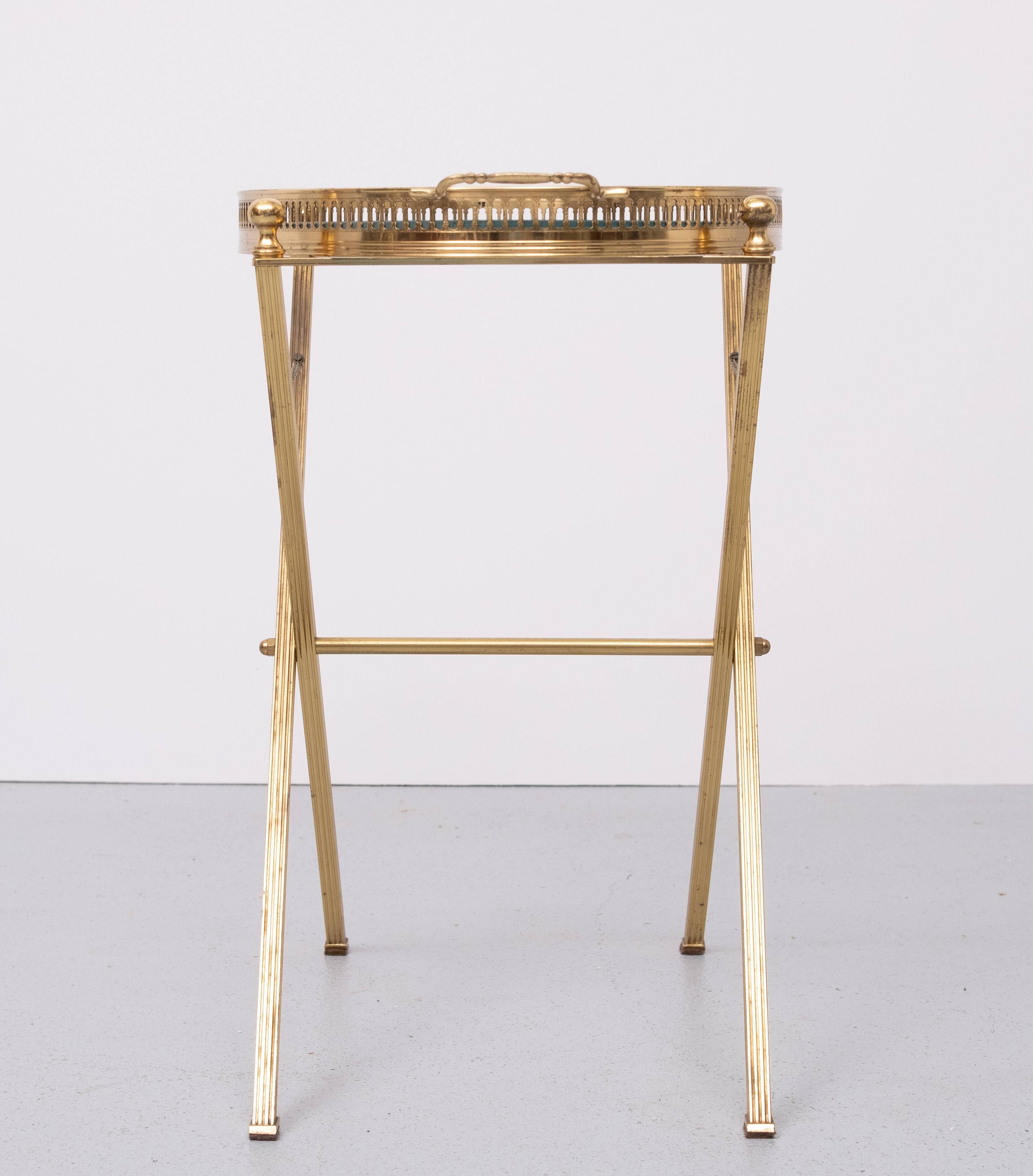 small Brass folding serving tray table 1970 France