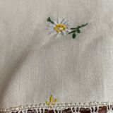 Ensemble nappe et 6 serviettes en lin brodé vintage 50