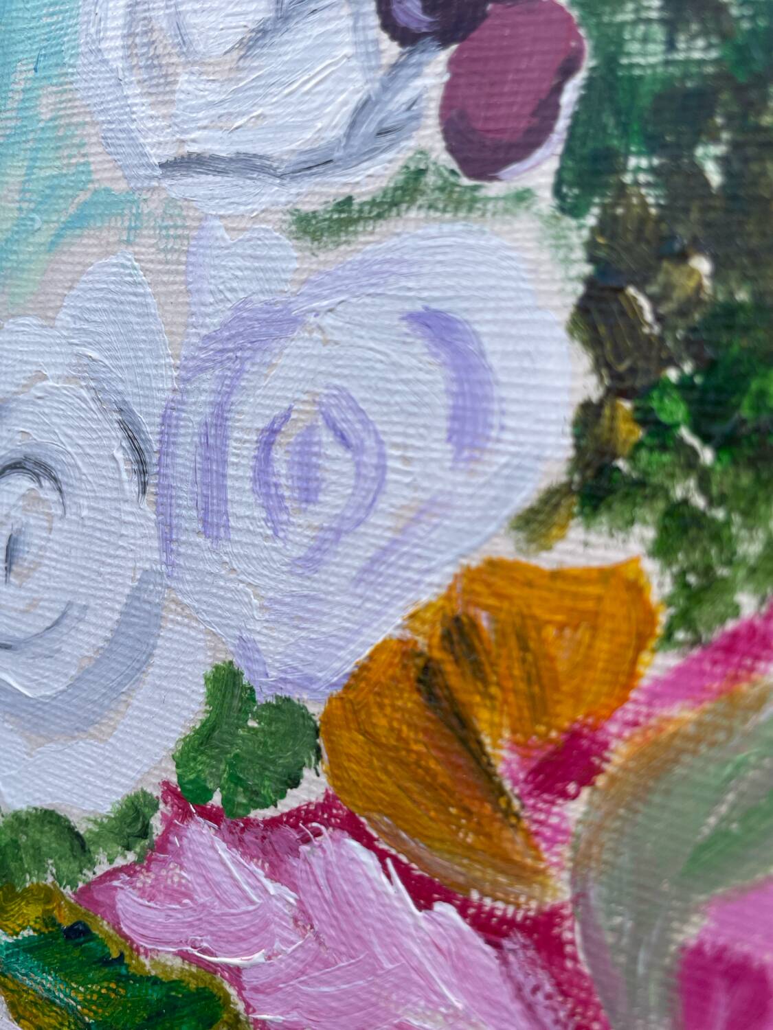 Peinture bouquet de fleurs tableau signé