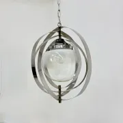 Mid-century glass sphere hanging pendant glass lamp design 1970’s space age Italy