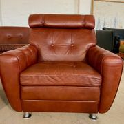 Vintage Danish mid-century Svend Skipper leather club chairs 1970s