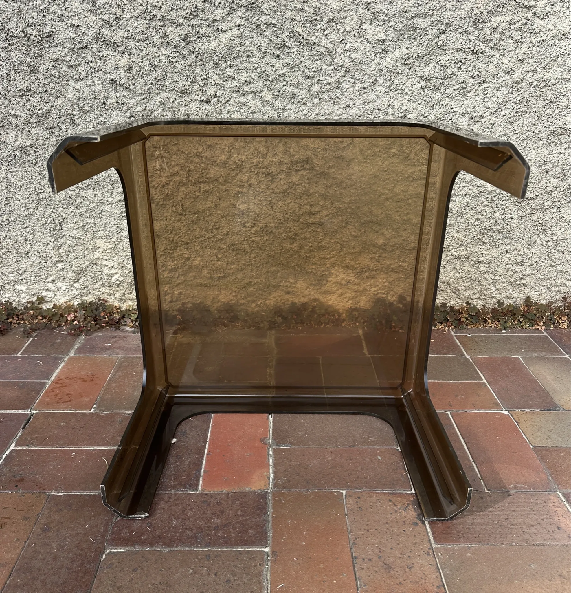 1970s occasional coffee table in smoked Plexiglas by Prisunic