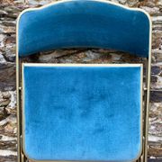 Folding chair in gold-tone metal and velvet, 1960s-70s