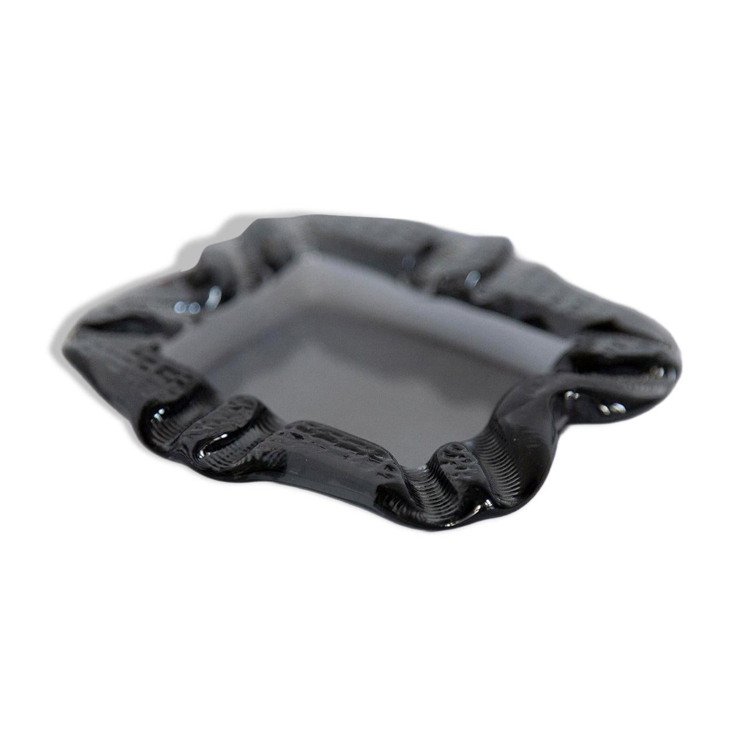 Grey crystal glass ashtray, mid-century, Italy, 1970s.