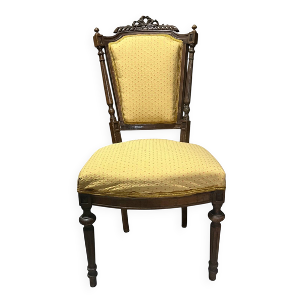 Chaise à la reine style Louis XVI bois et tissu fin XIXème