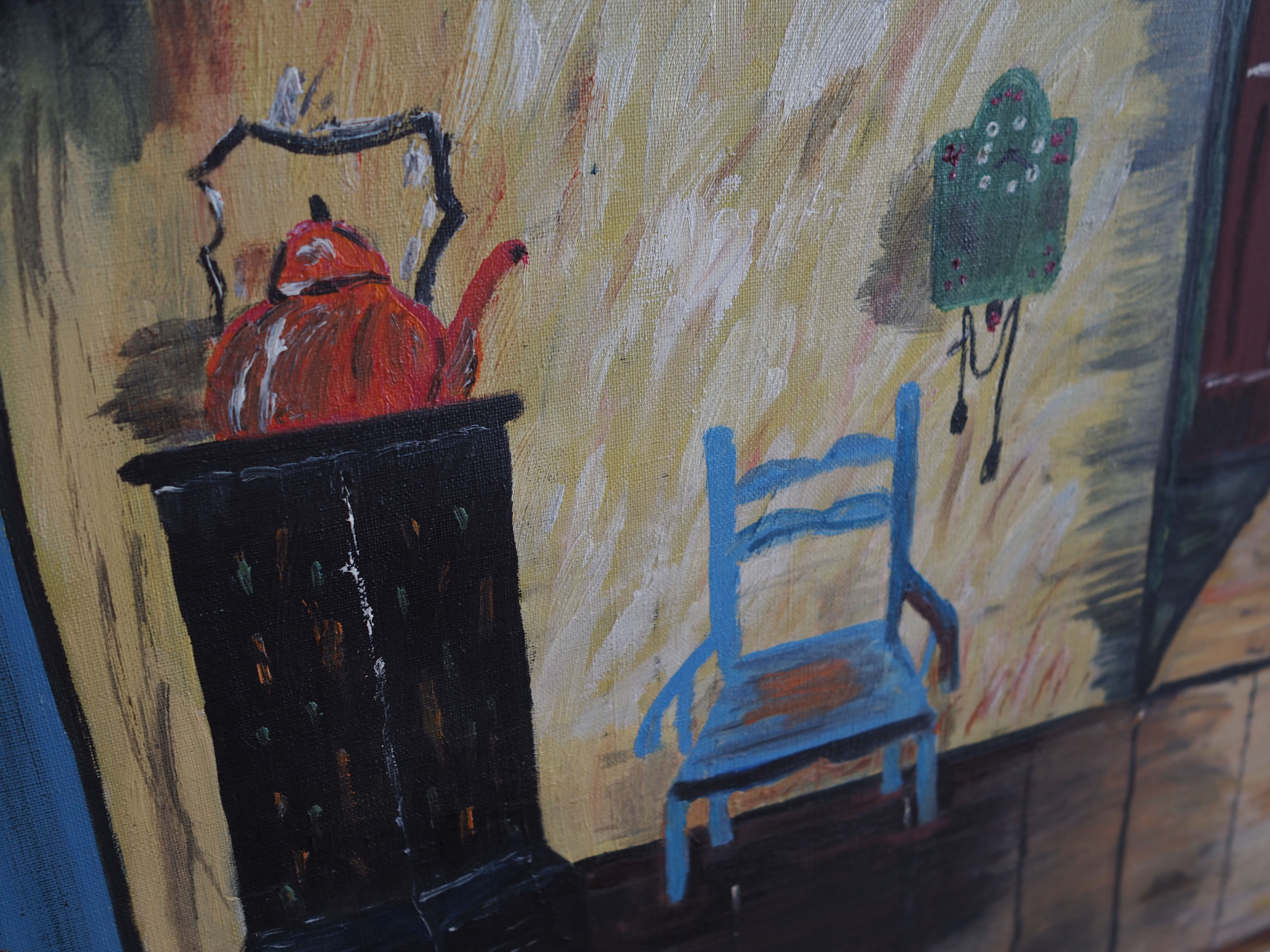 Painting „The Village House's Interior”, Scandinavian design, 1970s