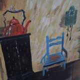 Painting „The Village House's Interior”, Scandinavian design, 1970s