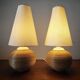 Pair of vintage lamps in rattan and ceramic