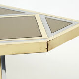 Console chrome laiton verre opalin noir de romeo rega 1970