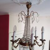 6-light hot air balloon chandelier with crystal pendants, late 19th century