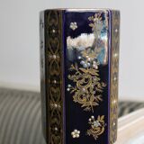 Gien navy blue and gold ceramic vase