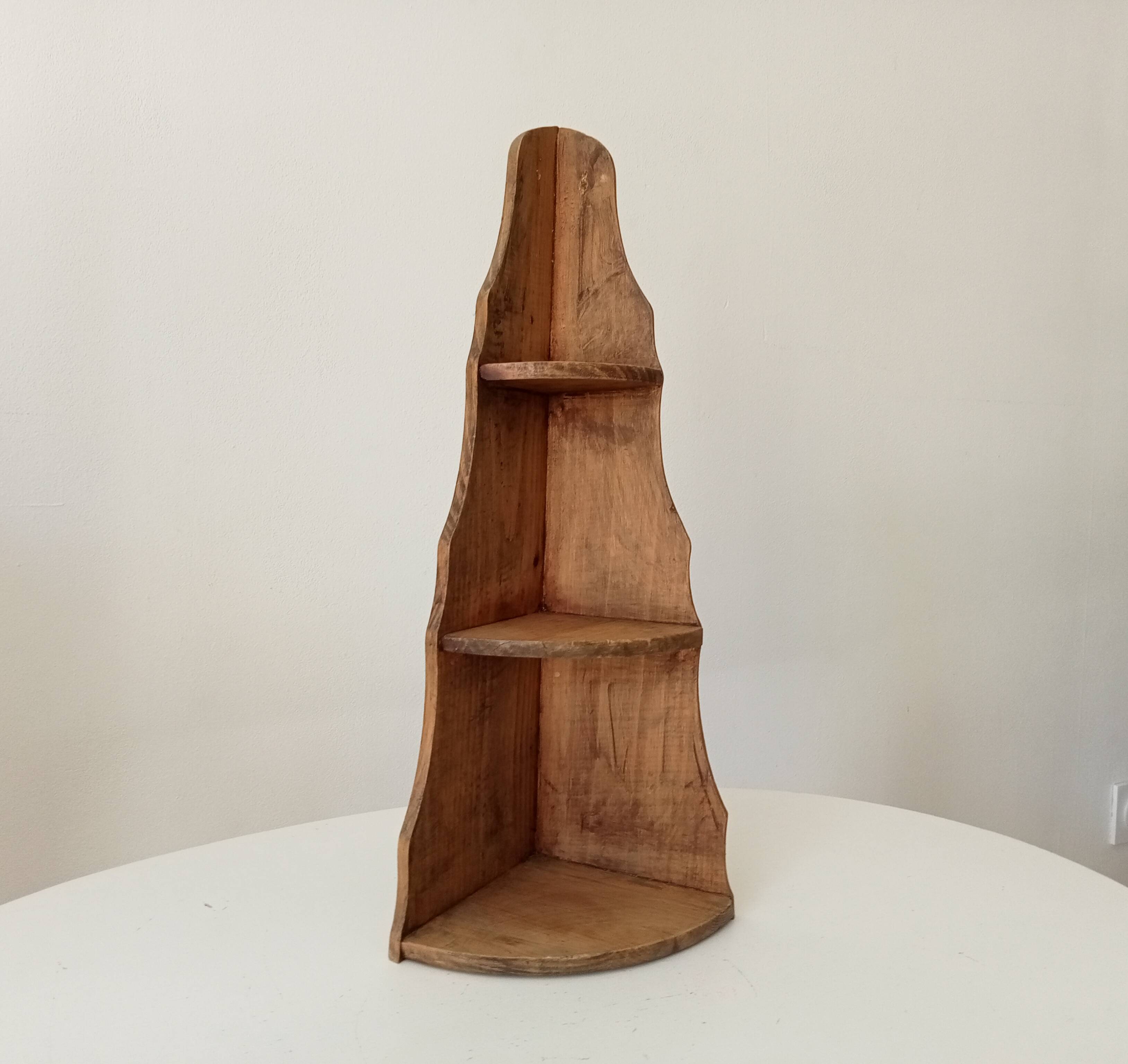 Antique wooden corner wall shelf