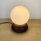 Opaline globe pine lamp from the 60s