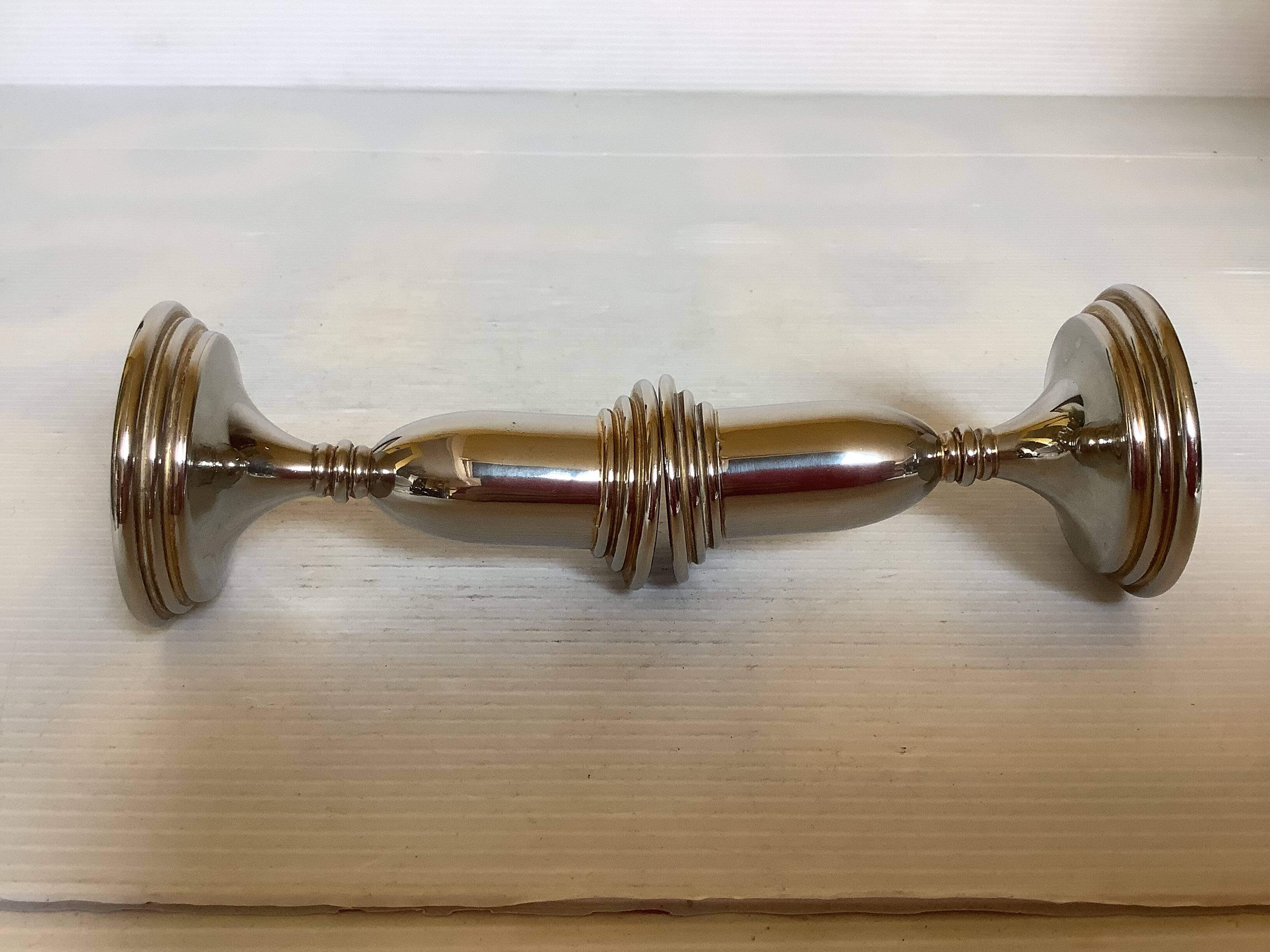 Pair of small silver metal candlesticks Italy