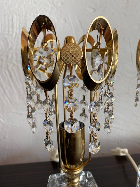 Pair of crystal lamps from the 80s