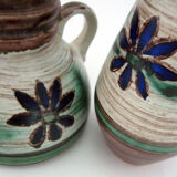 2 small ceramic vases, hand painted floral motifs, ESR Sawa foreign - West Germany 60