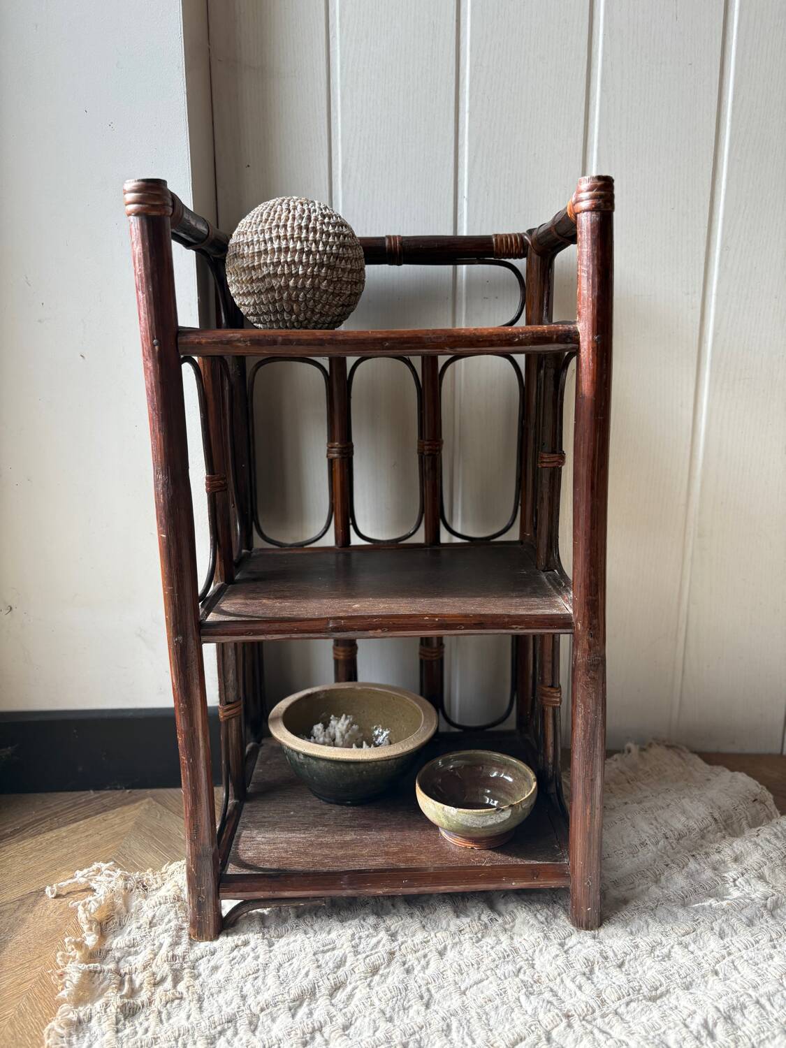 dark brown bamboo shelf