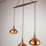Triple Danish pendant light in metal and Rosewood, Orient model, Jo Hammerborg for Fog & Morup.
