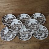 Set of 8 Vintage English Staffordshire 'HAYRIDE' Dinner Plates
