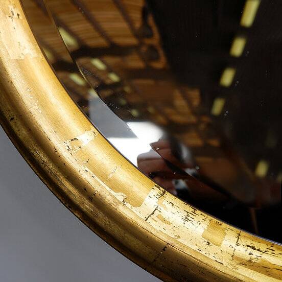 Large round wall light mirror gold leaf - 1960s - Ø66cm