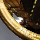 Large round wall light mirror gold leaf - 1960s - Ø66cm