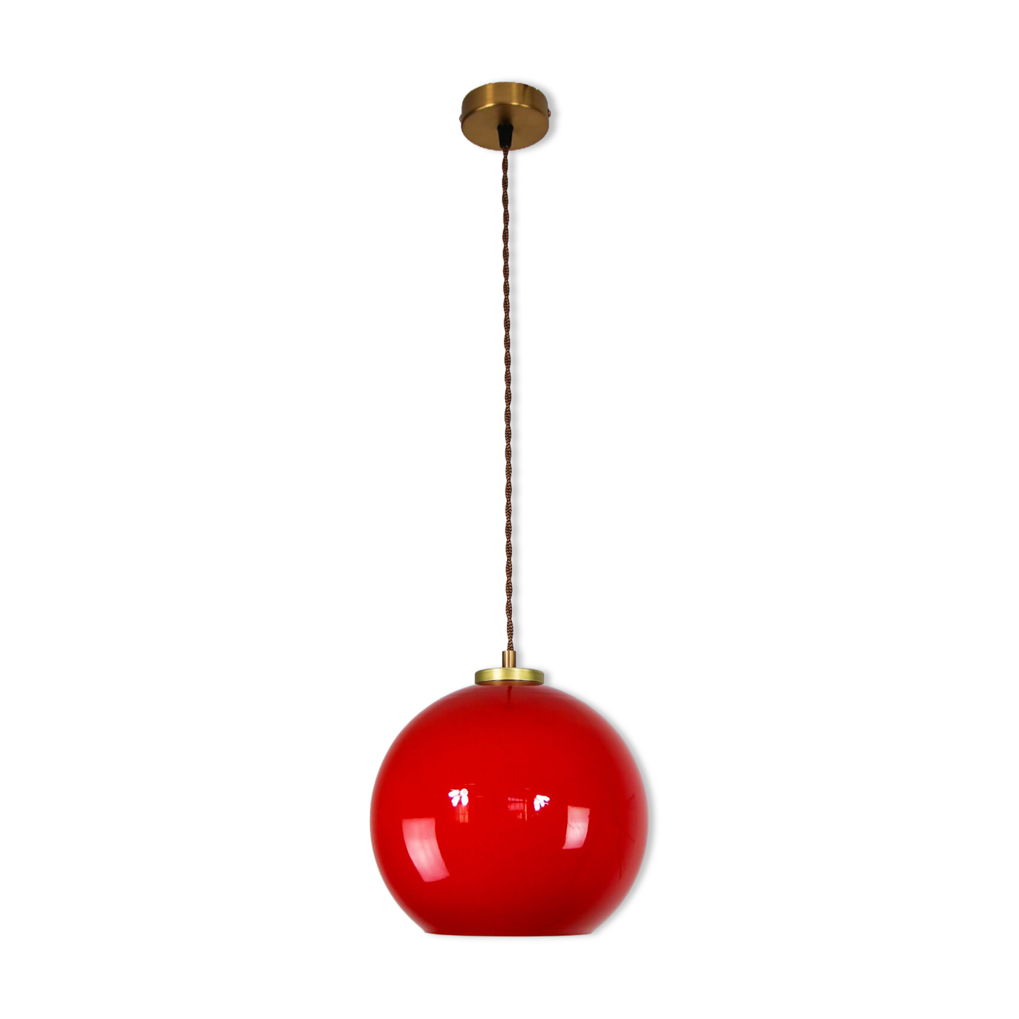 Suspension en verre rouge du milieu du siècle